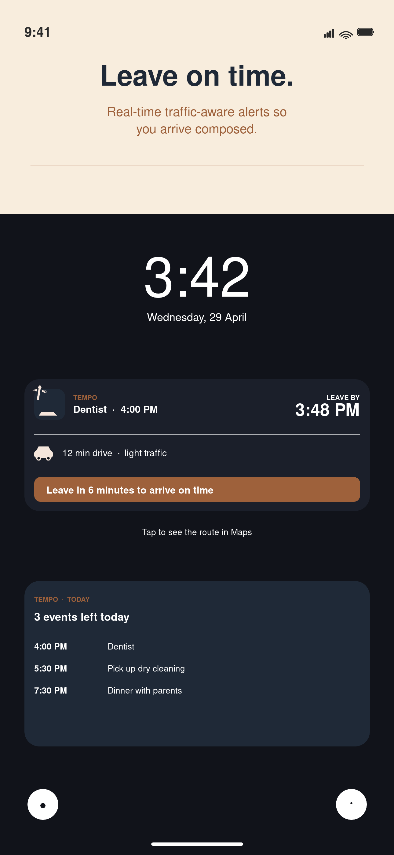 Tempo when-to-leave Live Activity